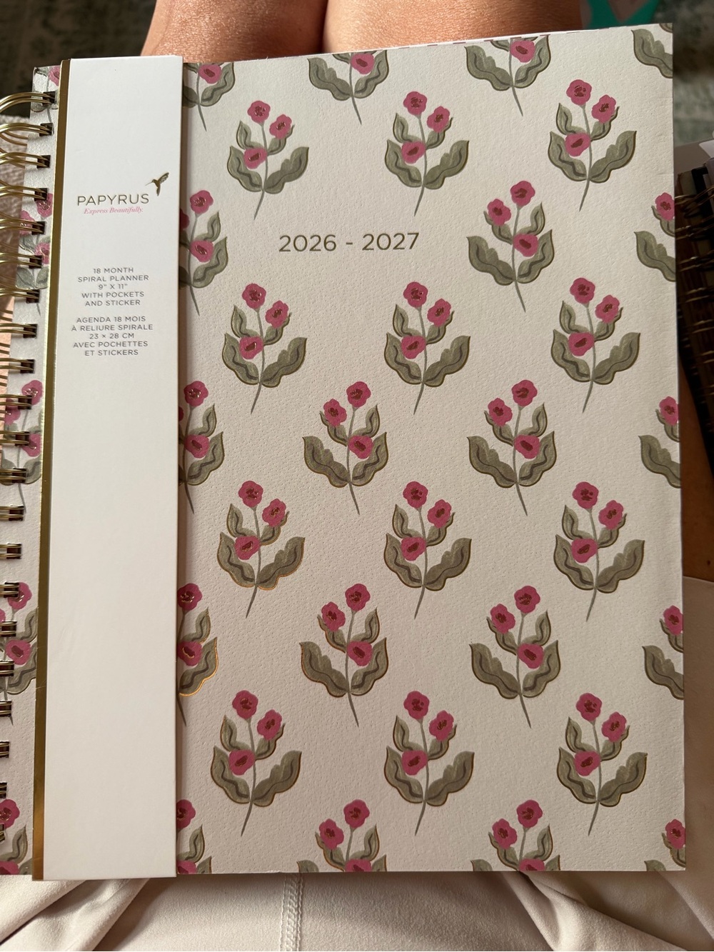 Papyrus Floral Spiral Planner - Pink & Green Cover